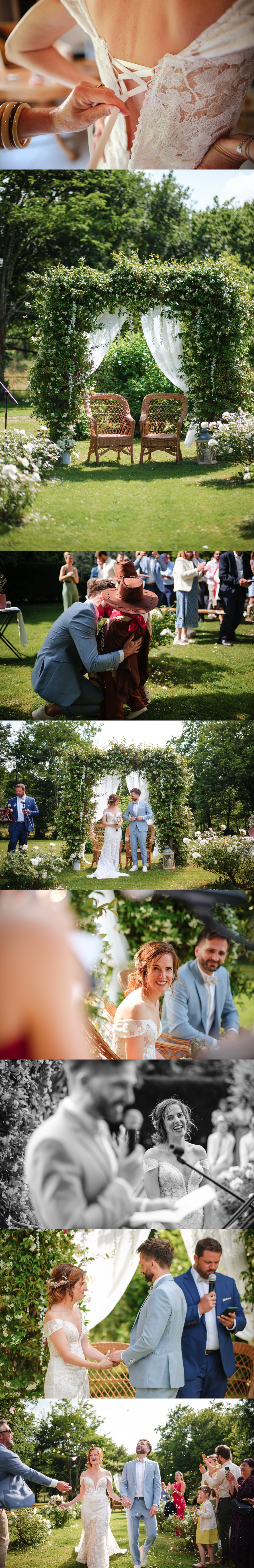 Reportages de mariage Pays Basque & Landes Le laçage de la robe d’Anne Julie.