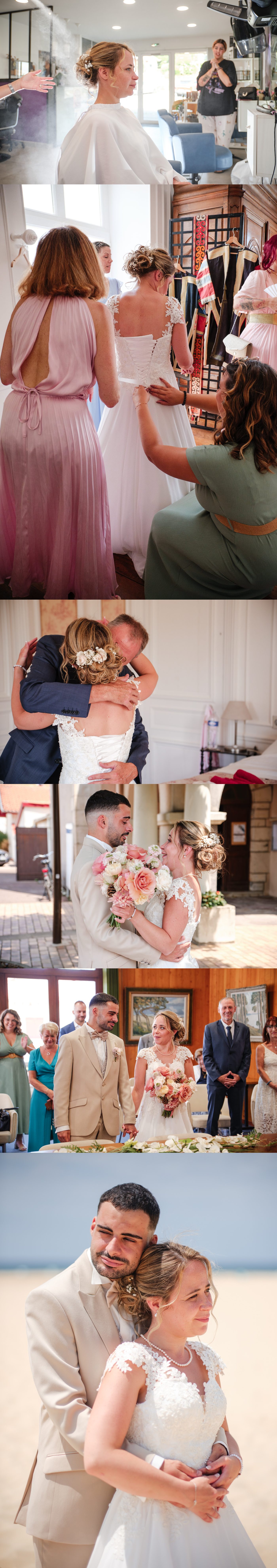 Reportages de mariage Pays Basque & Landes Préparatifs de Chloé au salon de coiffure.