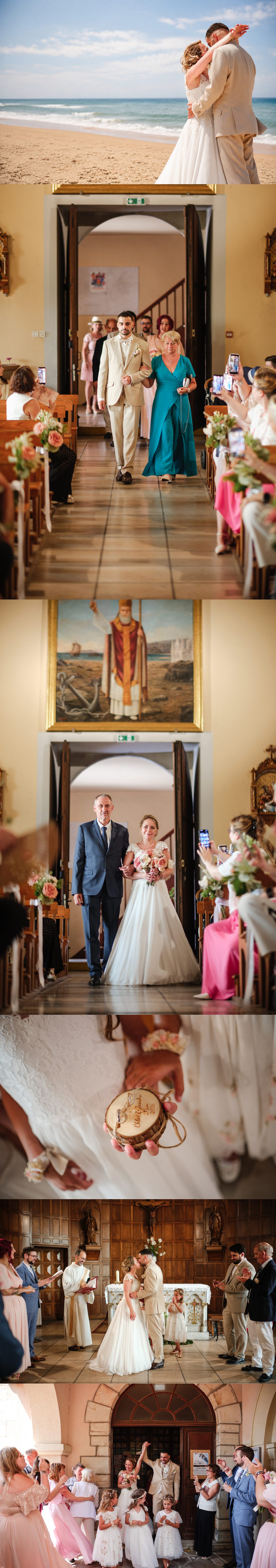 Reportages de mariage Pays Basque & Landes Chloé et Joshua enlacés face à l’océan sur la plage de Vieux-Boucau.