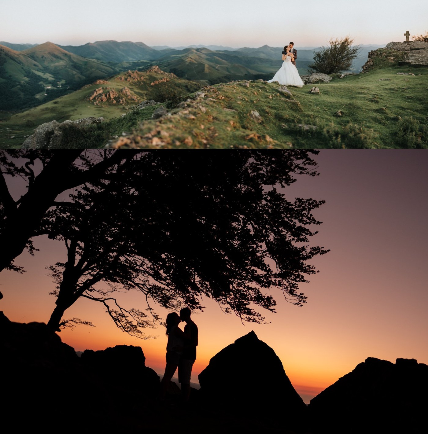 Reportages de mariage Pays Basque & Landes Les mariés dans un paysage de montagnes