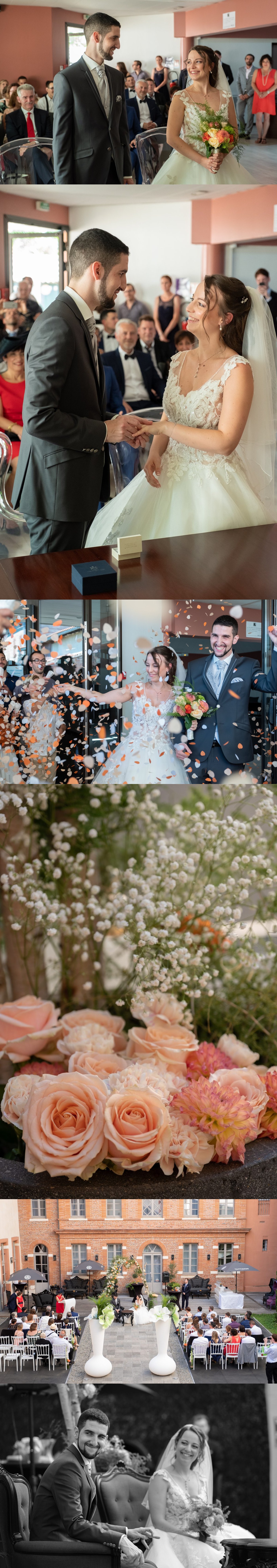 Reportages de mariage Pays Basque & Landes Les mariés réunis devant leurs invités pendant la cérémonie